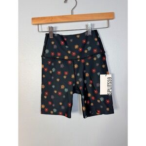 SPLITS59 AVA HIGH WAIST BIKE‎ SHORT FLORAL/DARK EDELWEISS XS NWT